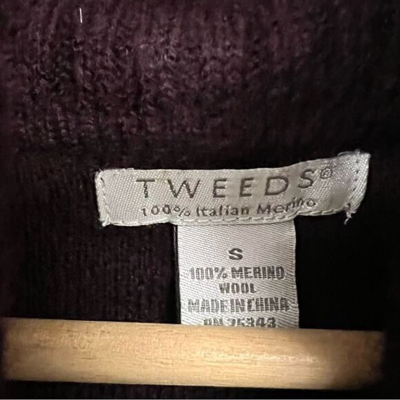 - Tweeds Eggplant color Marino wool cowl neck sweater S - Picture 5 of 6